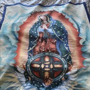 Colorful Virgin Mary Lady of Guadalupe Blanket